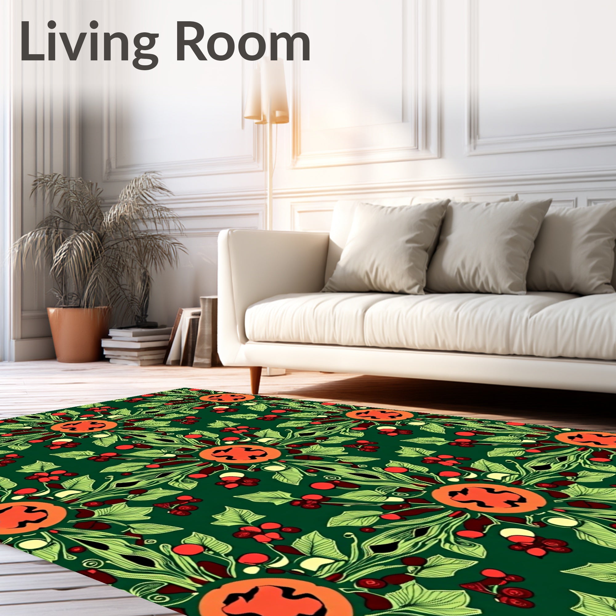 Emerald green botanical medallion Rug