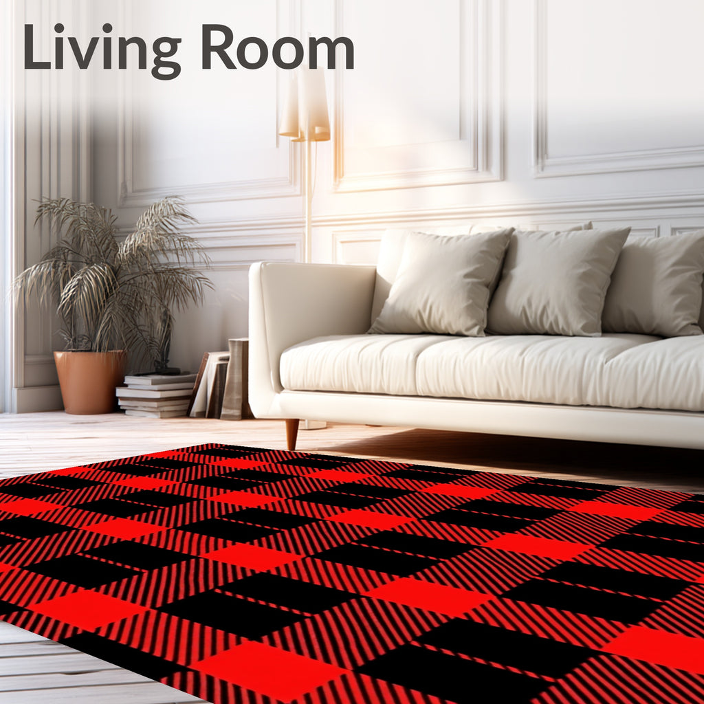 Red Black Buffalo Check Squares Rug