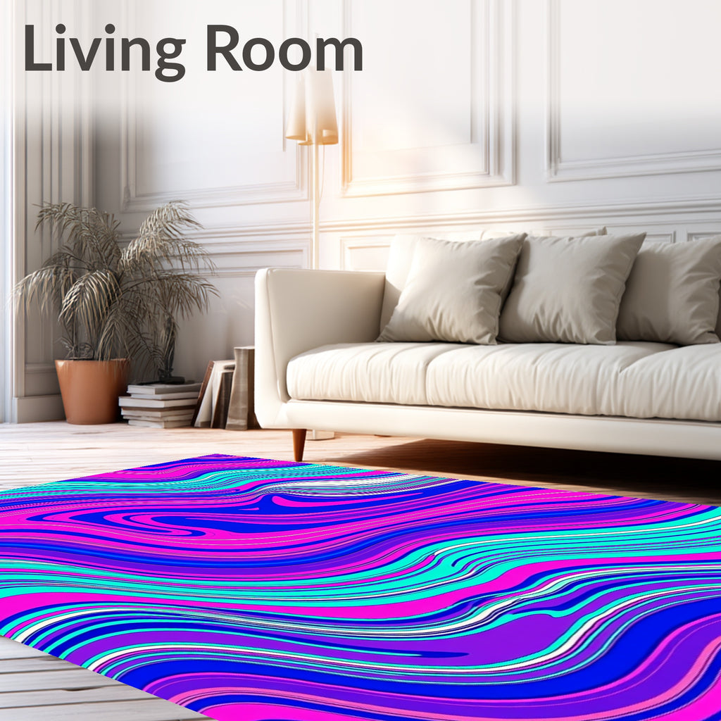 Vibrant Swirling Abstract Waves Rug
