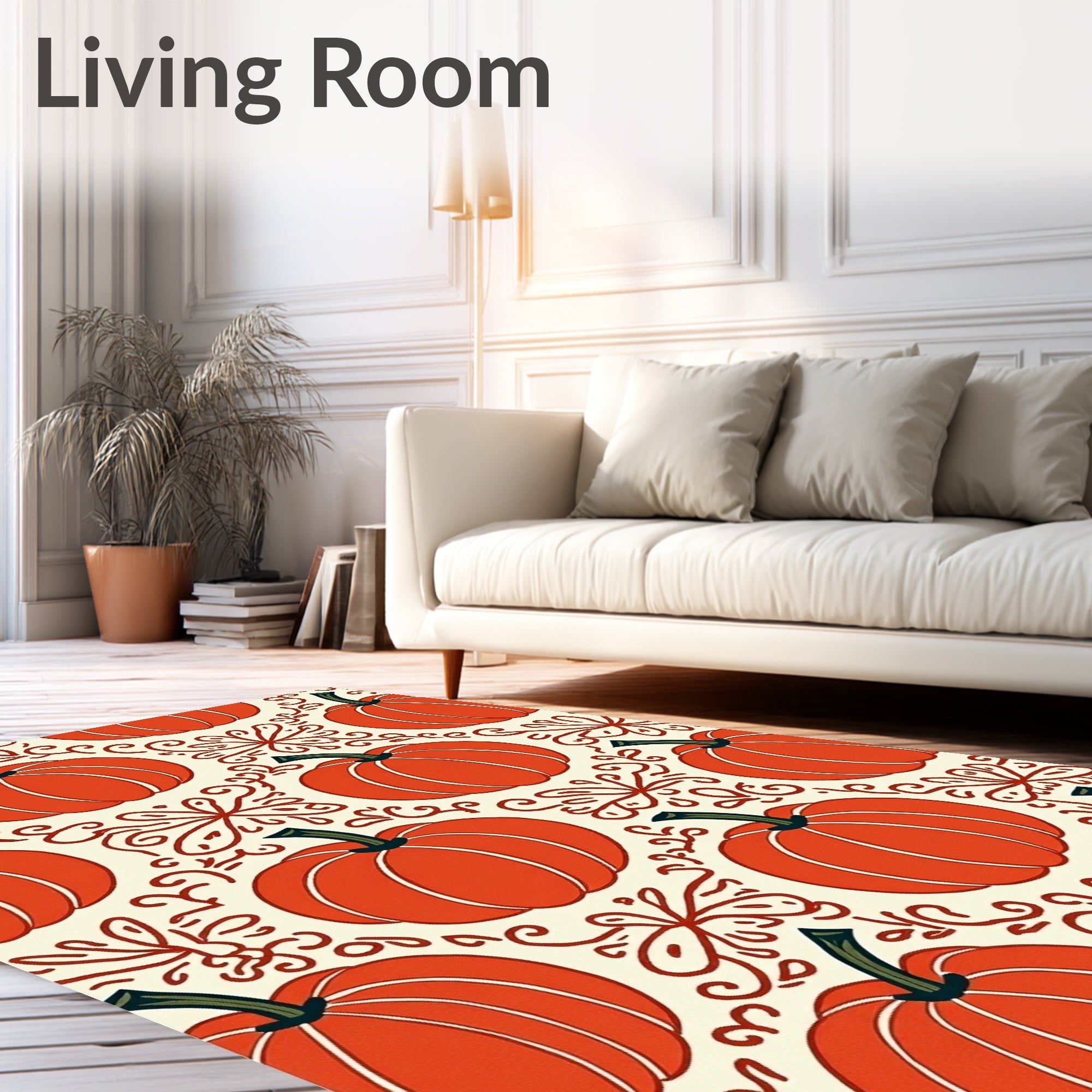 Classic Orange Pumpkin Swirl Rug