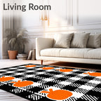 Orange Pumpkin Buffalo Check Rug