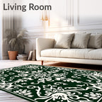 Dark Green and Cream Acanthus Scroll Rug