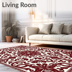 Deep Red Floral Symmetry Medallion Rug