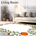 Harvest Autumn Pumpkin Vine Frame Rug