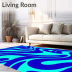 Deep Blue Aqua Swirl Rug