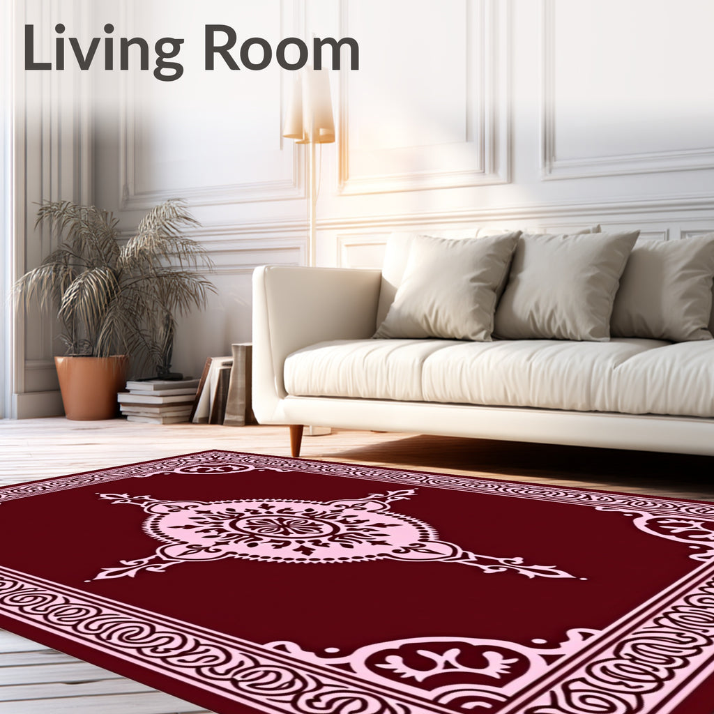 Crimson Pink Ornate Medallion Rug