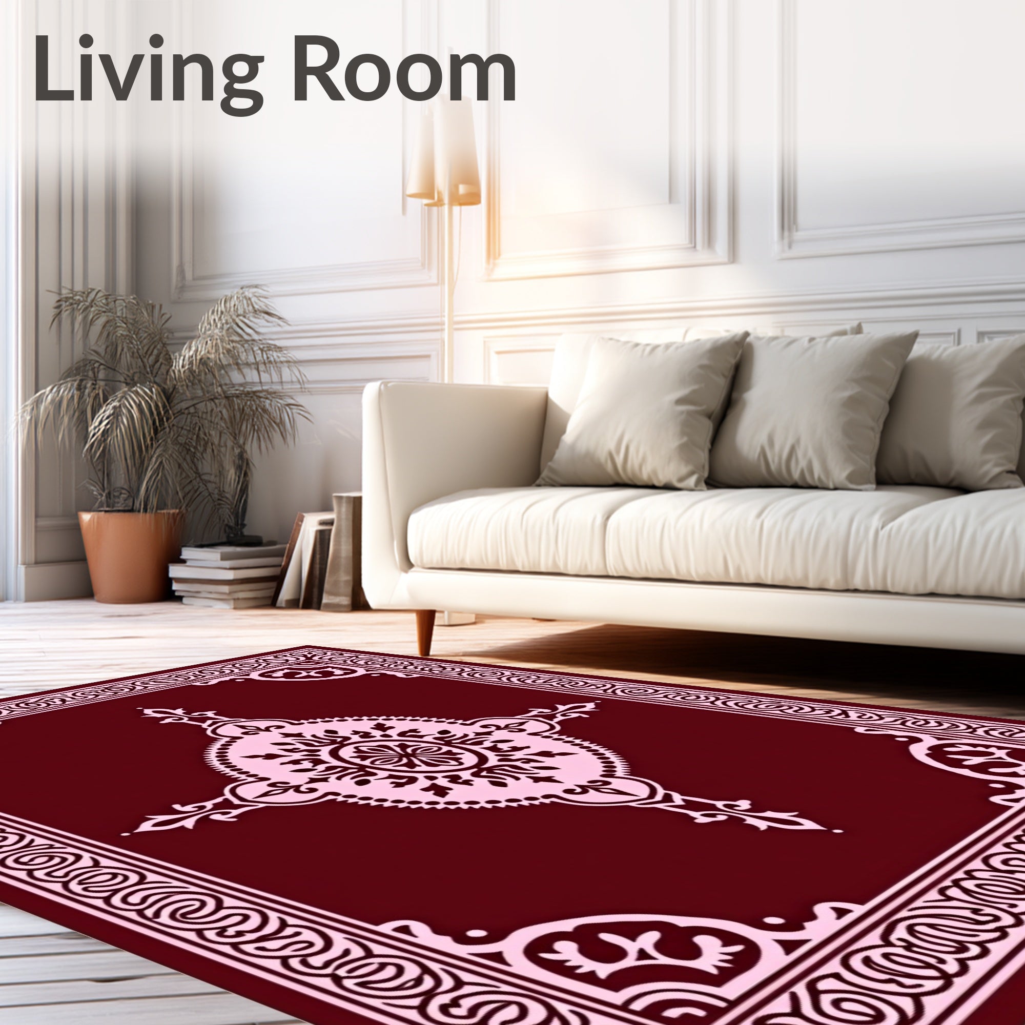 Crimson Pink Ornate Medallion Rug