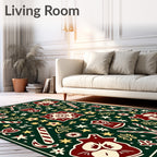 Merry Crimson Candy Cane Star Collage Rug
