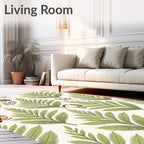 Whimsical Green Fern Bird Scatter Rug