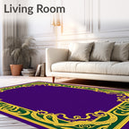Regal Purple and Gold Ornate Border Rug