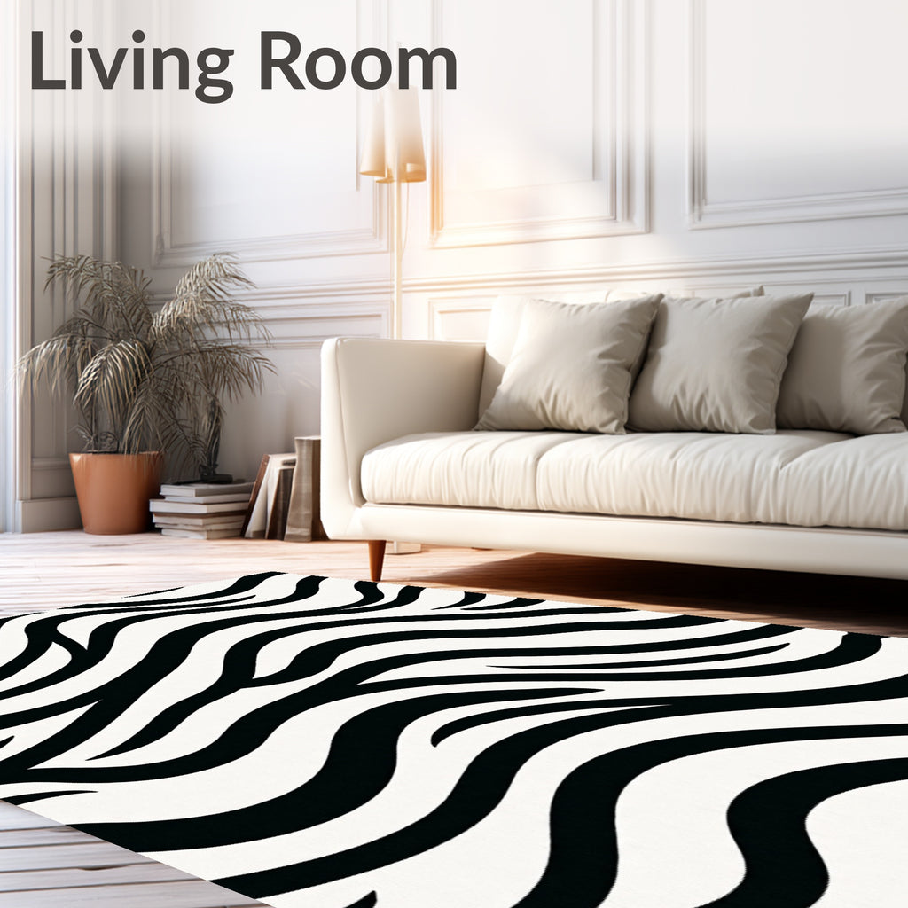 Artistic Black Cream Animal Impasto Rug