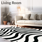 Artistic Black Cream Animal Impasto Rug