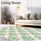 Geometric Emerald Octagon Arrangement Rug
