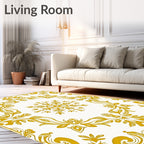 Golden Swirl Floral Medallion Rug