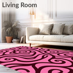 Vibrant Pink Swirl Abstract Rug
