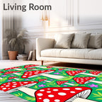 Whimsical Red Mushroom Garden Rug