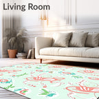 Coral Blue Green Whimsical Sketch Repeat Rug