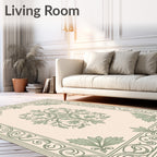 Vintage Sage Green Floral Scroll Rug