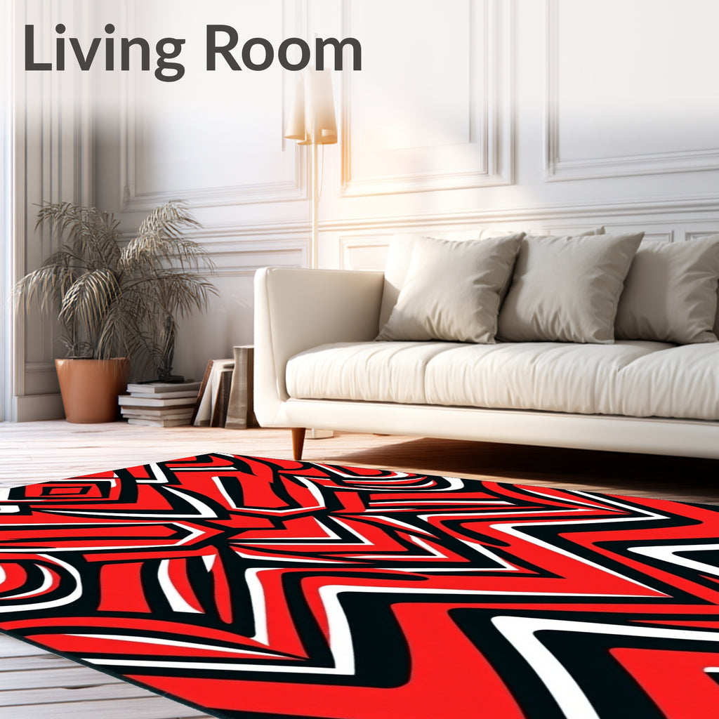 Bold Red Geometric Sharp Lines Rug