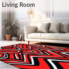 Bold Red Geometric Sharp Lines Rug