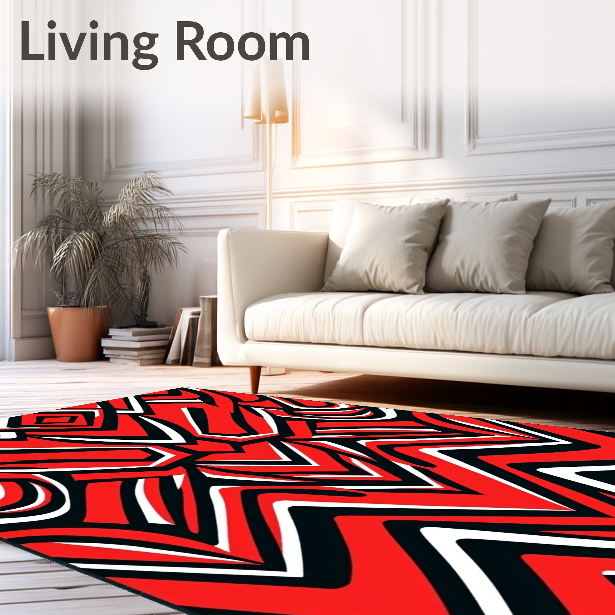 Bold Red Geometric Sharp Lines Rug