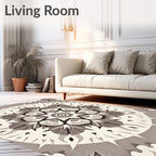 Monochromatic Radial Floral Mandala Rug