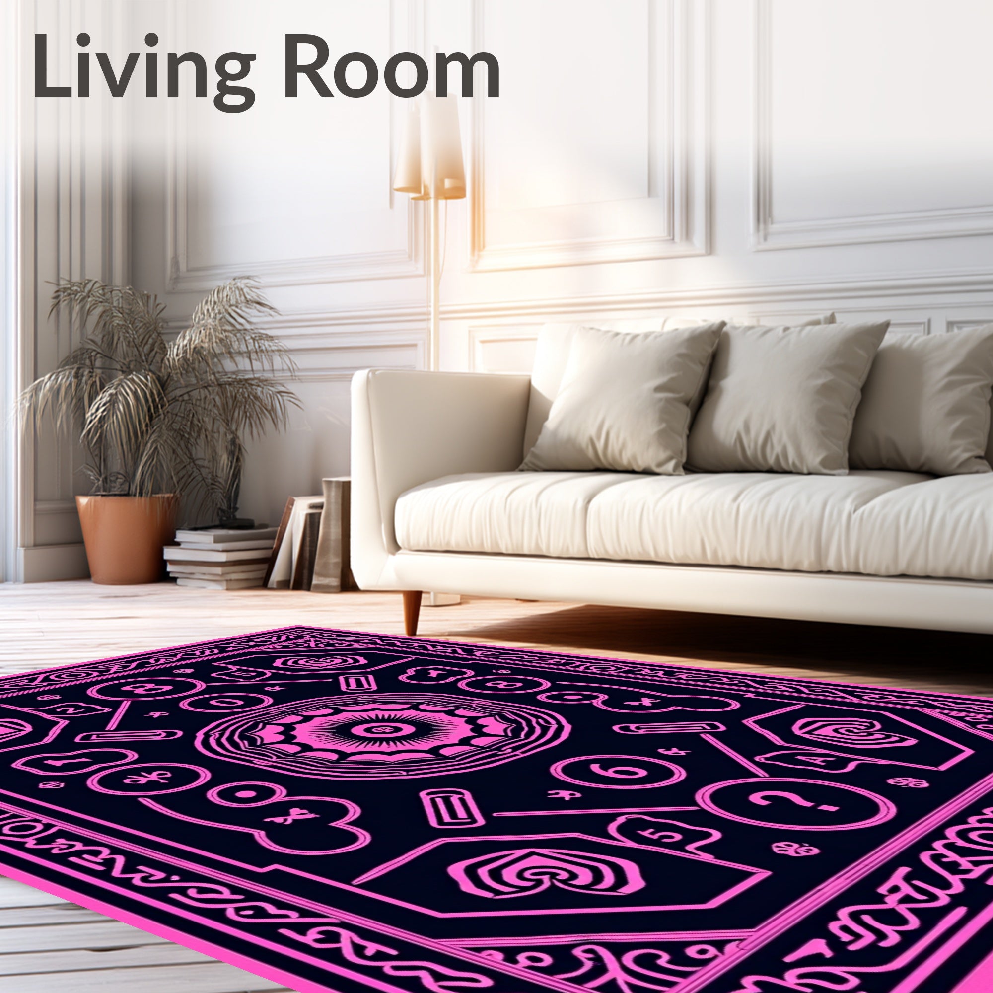 Hot Pink Geometric Mandalas Symbols Rug