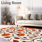 Harvest Orange Pumpkin Vine Print Rug
