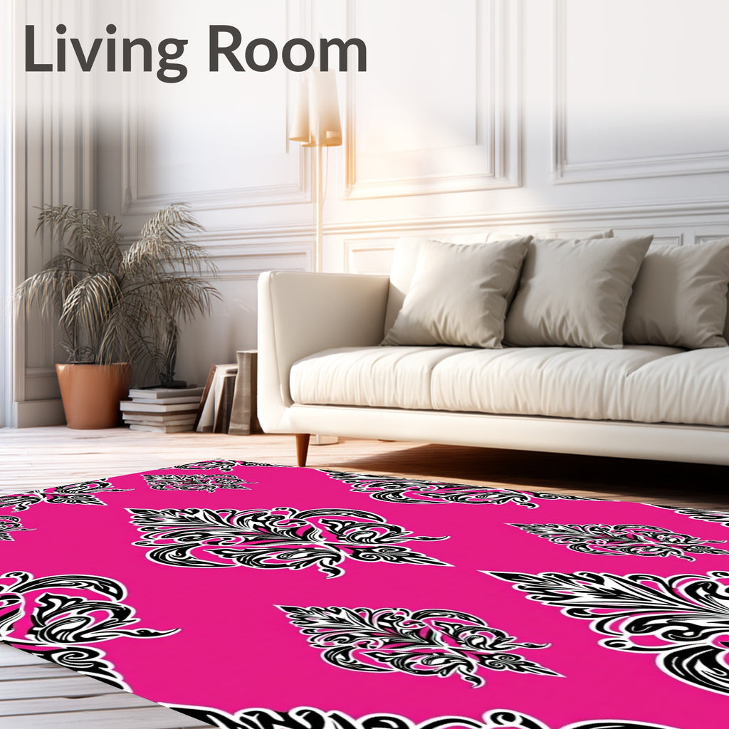 Bold Magenta Damask Element Rug