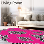 Bold Magenta Damask Element Rug