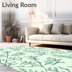 Mint Green Leafy Vine Scroll Rug