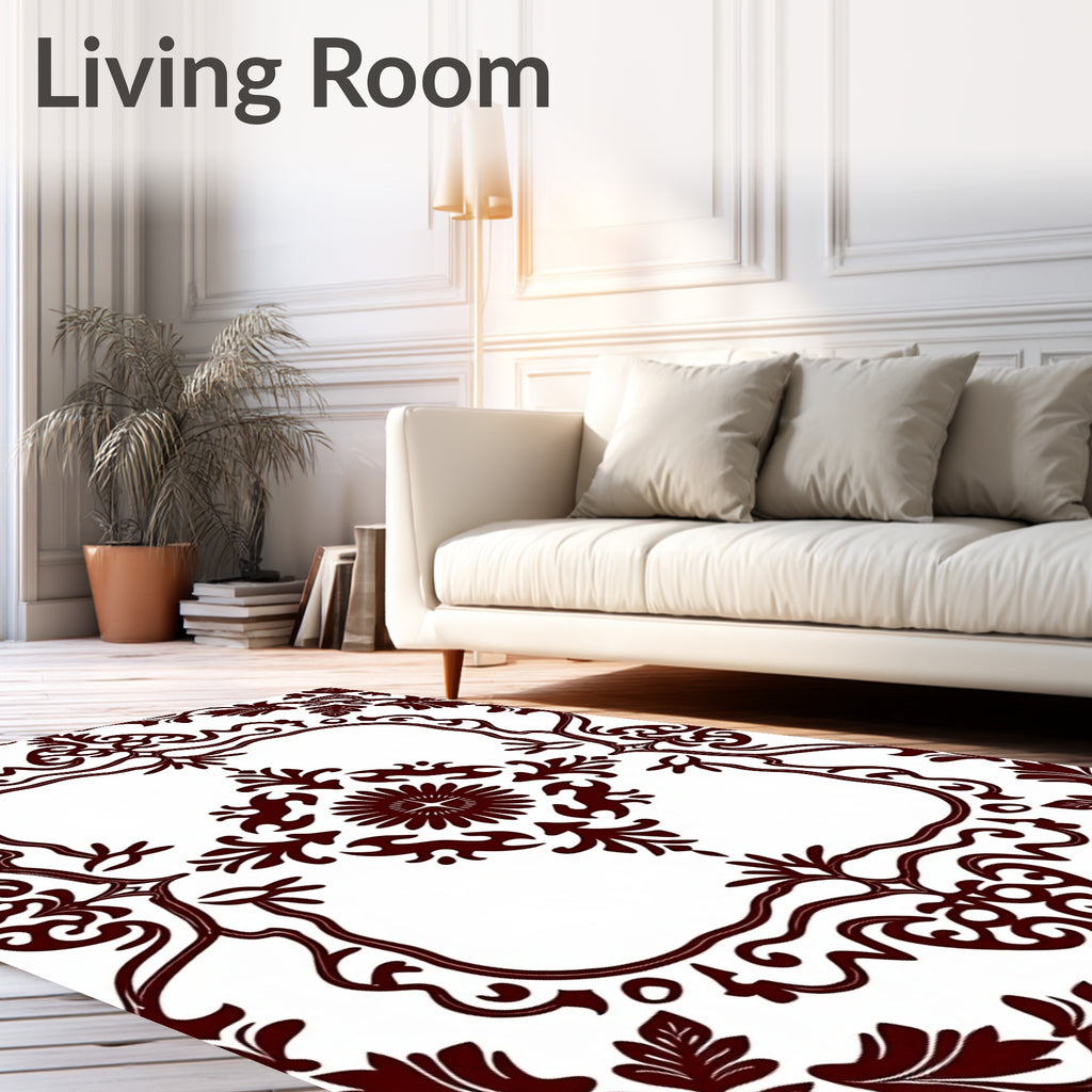 Deep Burgundy Classic Floral Medallion Rug