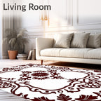 Deep Burgundy Classic Floral Medallion Rug