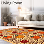 Autumn Pumpkin Leaf Scrollwork Rug