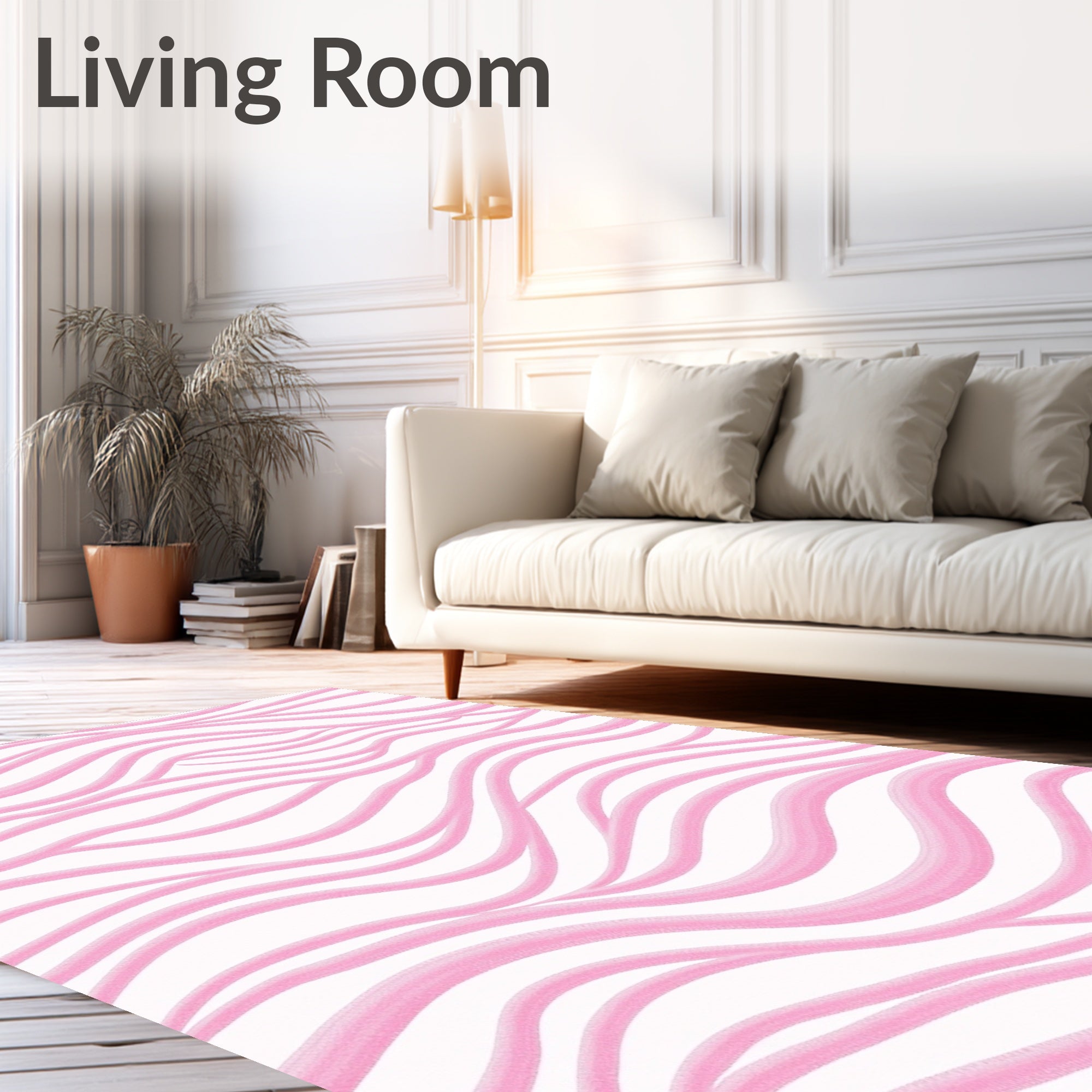 Soft Pink Abstract Swirl Rug