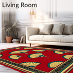 Red Fan Motif Border Rug