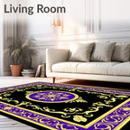 Ornate Purple Gold Black Medallion Rug