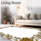 Golden Art Nouveau Floral Border Rug