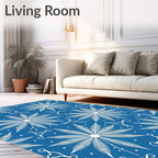 Cerulean White Feathered Starburst Medallion Rug