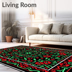 Crimson Green Floral Lattice Rug
