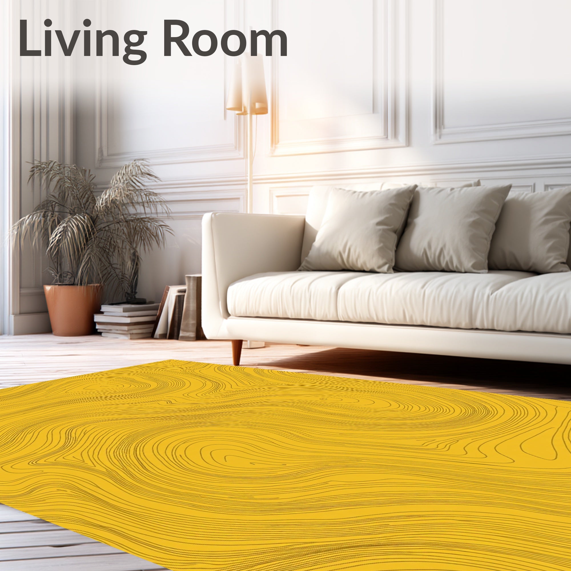 Golden Yellow Contour Lines Rug