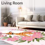Whimsical Fawn Pink Floral Garden Rug