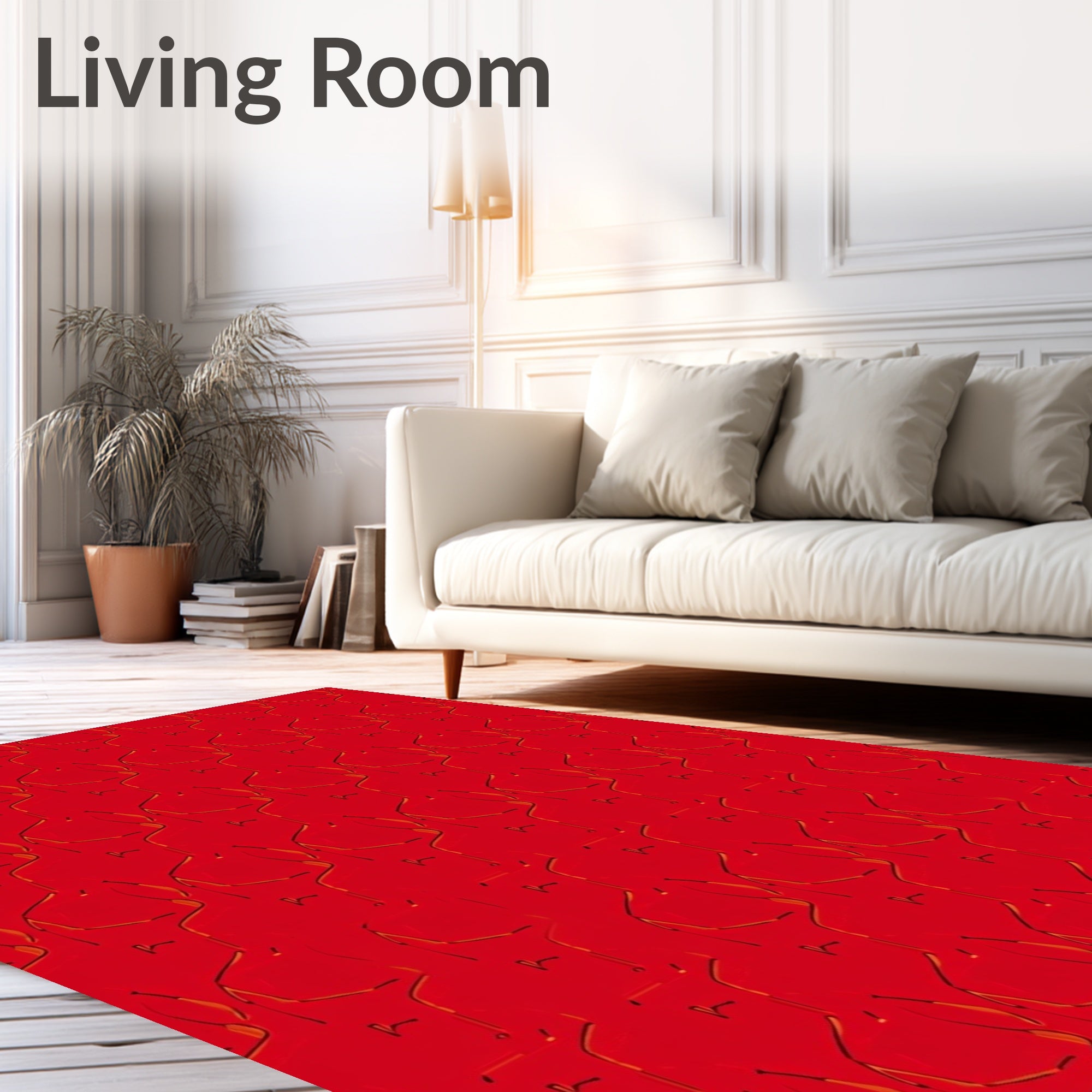 Crimson Outline Human Figure Repeating Pattern Rug