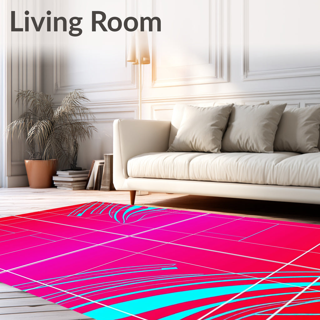 Crimson Magenta Abstract Wave Rug