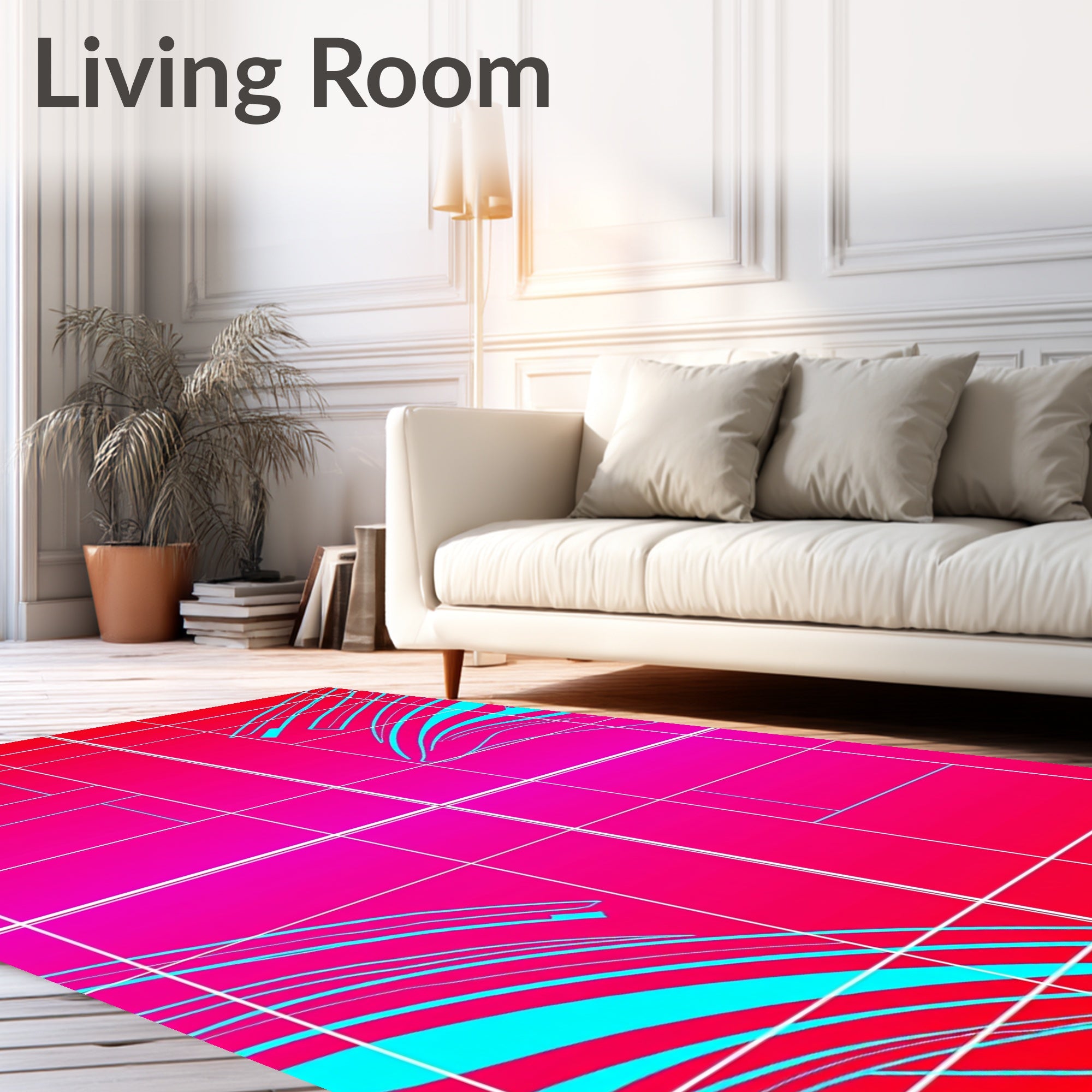 Crimson Magenta Abstract Wave Rug