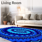 Deep Blue Radial Sunburst Rug