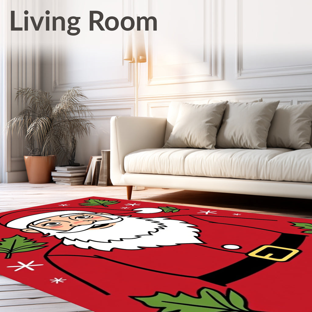 Classic Santa Claus Holly Garland Rug