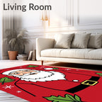 Classic Santa Claus Holly Garland Rug