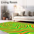Vibrant Swirl Yellow Red Green Rug
