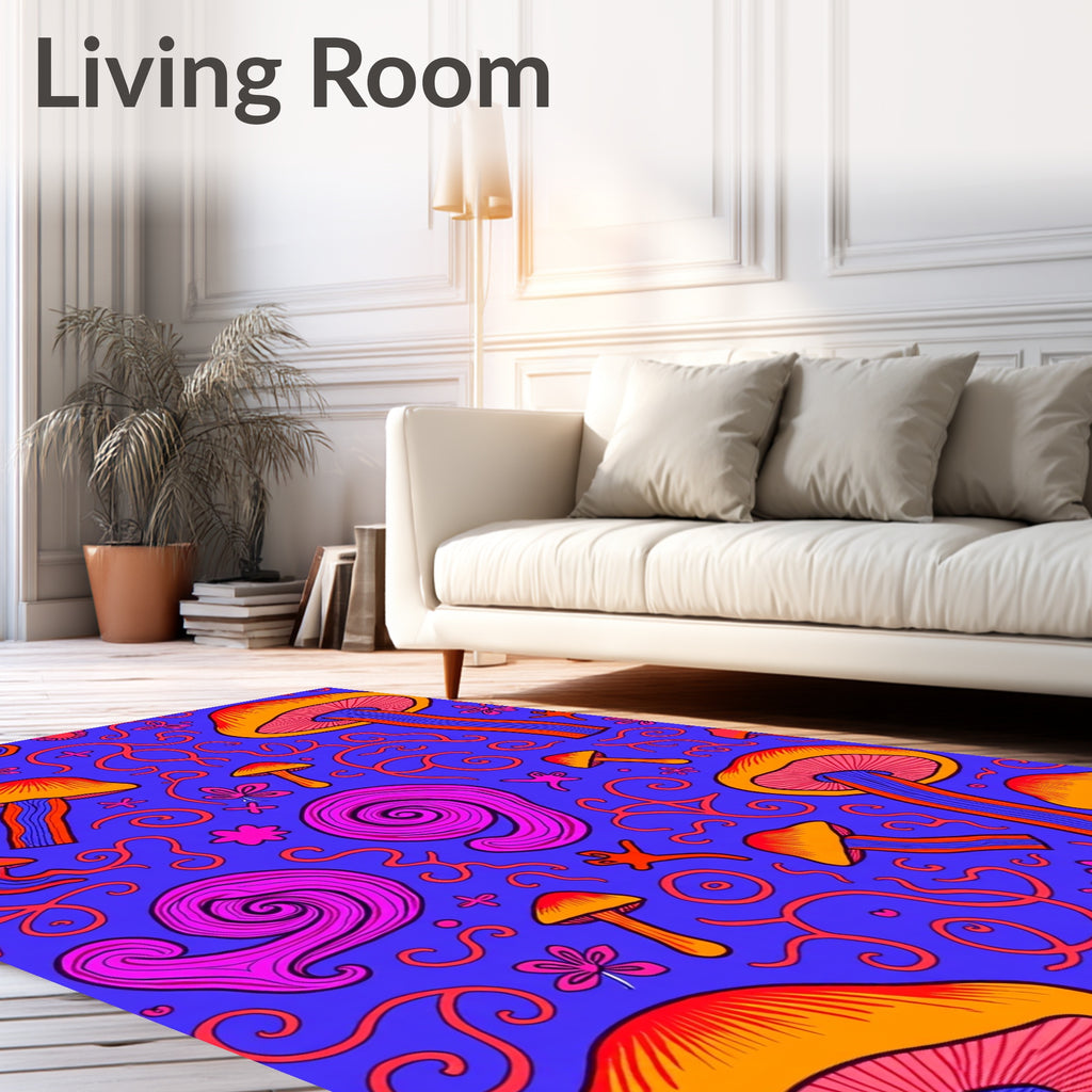 Psychedelic Mushroom Swirl Violet Rug